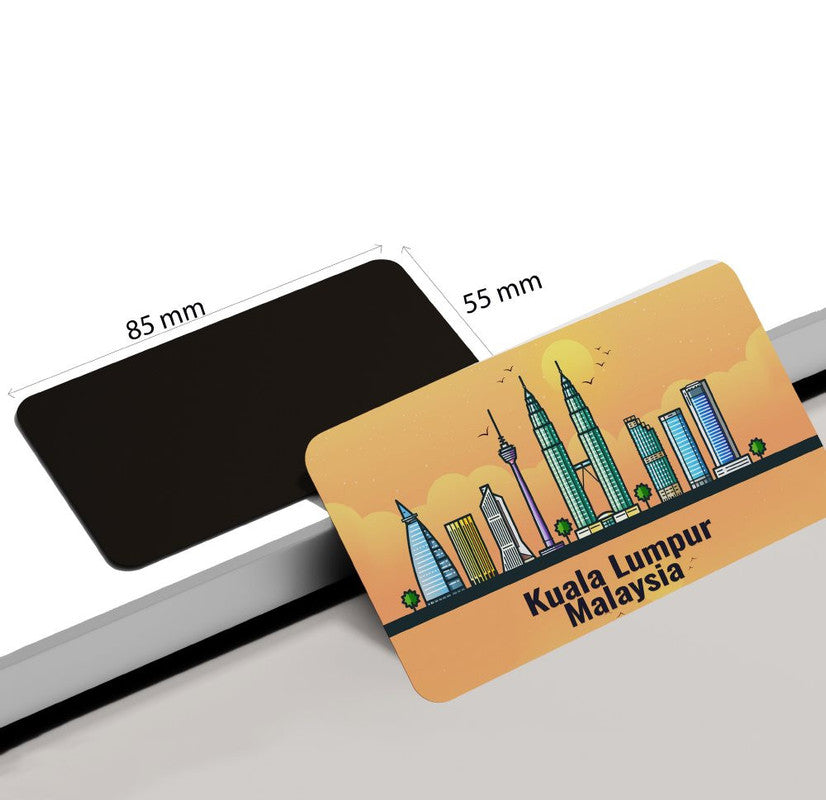 dhcrafts Rectangular Rubber Fridge Magnet / Magnetic Card Orange Malaysia Kuala Lumpur Design Pack of 1 (8.6cm x 5.4cm)